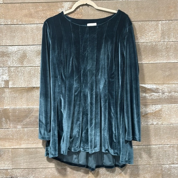 Soft Surroundings velvet dark teal tunic top size Large - Picture 2 of 7